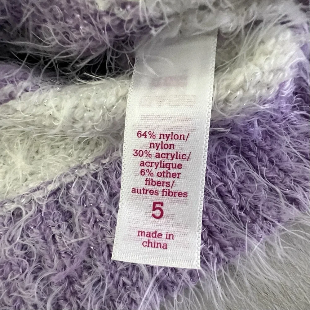 Justice Girls Fuzzy Multicolor Striped Sweater Girls‎ 5 Cozy Soft Preppy NWT